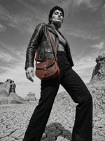 Elegant Brown Leather Crossbody – Top Grain Minimal Style - Cabrini - Elegance Perfected