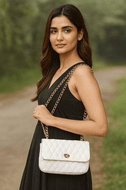 Elegant White Quilted Shoulder Bag - Cabrini - Elegance Perfected