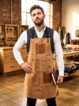 Florence Suede Apron - Light Brown - Cabrini - Elegance Perfected