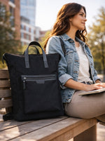 Full Grain Leather Canvas Tatron Backpack - Unisex - Cabrini - Elegance Perfected