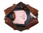 Full Grain Leather Weekender Bag – NY Brown - Cabrini - Elegance Perfected