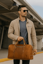 Full Grain Leather Weekender Bag – Tawny Brown - Cabrini - Elegance Perfected