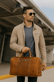 Full Grain Leather Weekender Bag – Tawny Brown - Cabrini - Elegance Perfected