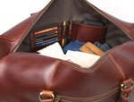 Full Grain Leather Weekender Combo – Pecan Brown - Cabrini - Elegance Perfected