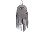 Grey Suede Fringe Mini Backpack – Boho Leather Small Travel Bag - Cabrini - Elegance Perfected