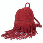 Grey Suede Fringe Mini Backpack – Boho Leather Small Travel Bag - Cabrini - Elegance Perfected