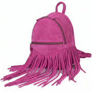 Grey Suede Fringe Mini Backpack – Boho Leather Small Travel Bag - Cabrini - Elegance Perfected