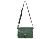 Handcrafted Green Leather Crossbody Bag for Women – Vintage Satchel with Multiple Compartments - Cabrini - Elegance Perfected