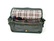 Handcrafted Green Leather Crossbody Bag for Women – Vintage Satchel with Multiple Compartments - Cabrini - Elegance Perfected