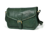 Handcrafted Green Leather Crossbody Bag for Women – Vintage Satchel with Multiple Compartments - Cabrini - Elegance Perfected