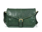 Handcrafted Green Leather Crossbody Bag for Women – Vintage Satchel with Multiple Compartments - Cabrini - Elegance Perfected