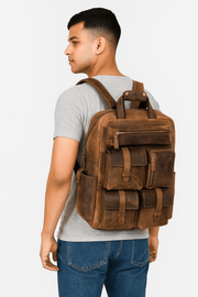 Hunter Brown Vintage Leather Backpack - Cabrini - Elegance Perfected