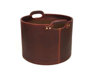Jolanda Leather Wastebasket - Walnut Brown - Cabrini - Elegance Perfected