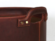 Jolanda Leather Wastebasket - Walnut Brown - Cabrini - Elegance Perfected