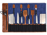 Tuscania Leather Knife Roll & Bag Combo - Tawny Brown