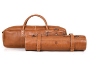 Tuscania Leather Knife Roll & Bag Combo - Tawny Brown