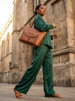 Ladies Leather Tote Bag – Timeless Shopper for Everyday Use - Cabrini - Elegance Perfected