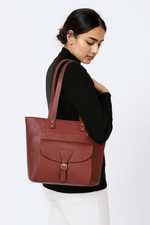 Ladies Leather Tote Bag - Walnut Brown - Cabrini - Elegance Perfected