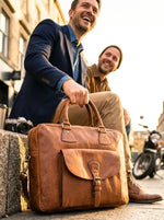 Leather Portfolio Bag - Multicolor - Cabrini - Elegance Perfected
