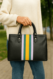 Leather Stripe Hand Bag - Cabrini - Elegance Perfected