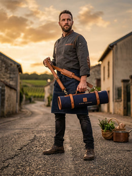 Malaga Canvas Knife Roll – Cobalt Blue | 8 - Slot Culinary Wrap - Cabrini - Elegance Perfected