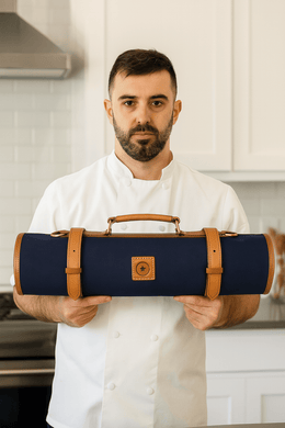 Malaga Canvas Knife Roll – Cobalt Blue | 8 - Slot Culinary Wrap - Cabrini - Elegance Perfected