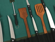 Malaga Canvas Knife Roll – Pine Green | Tool Roll - Up for Chefs - Cabrini - Elegance Perfected