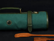 Malaga Canvas Knife Roll – Pine Green | Tool Roll - Up for Chefs - Cabrini - Elegance Perfected