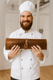 Malaga Leather Mini Knife Roll - Caramel - Cabrini - Elegance Perfected