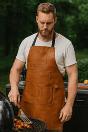 Manresa Leather Apron - Caramel Brown - Cabrini - Elegance Perfected