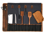 Marchena Canvas Knife Roll – Grey | 8 - Slot Chef Wrap - Cabrini - Elegance Perfected