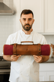 Marchena Canvas Knife Roll – Raspberry | Bold 8 - Slot Wrap - Cabrini - Elegance Perfected