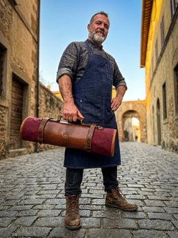 Marchena Canvas Knife Roll – Raspberry | Bold 8 - Slot Wrap - Cabrini - Elegance Perfected