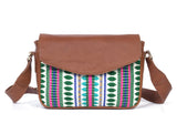 Mexico Saddle Crossbody – Tan Jacquard & Leather Blend - Cabrini - Elegance Perfected