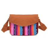 Mexico Saddle Crossbody – Tan Jacquard & Leather Blend - Cabrini - Elegance Perfected