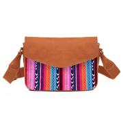 Mexico Saddle Crossbody – Tan Jacquard & Leather Blend - Cabrini - Elegance Perfected