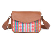 Mexico Saddle Crossbody – Tan Jacquard & Leather Blend - Cabrini - Elegance Perfected