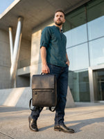 Minimalist Black Leather Backpack for Men – Premium Office & Travel Laptop Bag - Cabrini - Elegance Perfected
