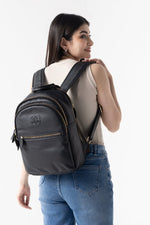 Premium Black Leather Backpack with Gold Zipper Detailing – Unisex & Stylish Design - Cabrini - Elegance Perfected
