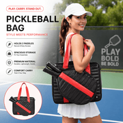 Premium Leather Pickleball Bag with Paddle Case | Stylish Sports Tote - Cabrini - Elegance Perfected