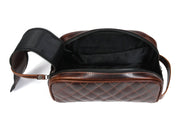 Quilted Leather Toiletry Bag – Brown - Cabrini - Elegance Perfected