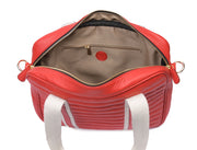 Red Quilted Leather Laptop Tote Bag with Detachable Pouch | Premium Office & Travel Handbag for Women - Cabrini - Elegance Perfected