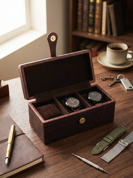 Robinson Leather Watch Case - Walnut Brown - Cabrini - Elegance Perfected