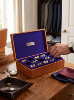 Rosemond Leather cuff - link Box - Caramel - Cabrini - Elegance Perfected