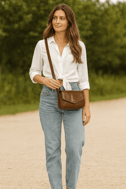 Signature Leather Crossbody Bag - Cabrini - Elegance Perfected