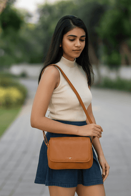 Stylish Tan Crossbody – Earthy & Elegant - Cabrini - Elegance Perfected
