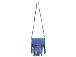 Suede Fringe Chain Strap Crossbody Bag - Cabrini - Elegance Perfected