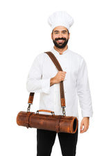 Tan Leather Knife Roll – Handcrafted in Top Grain Leather - Cabrini - Elegance Perfected