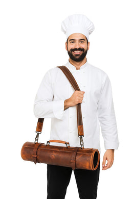 Tan Leather Knife Roll – Handcrafted in Top Grain Leather - Cabrini - Elegance Perfected