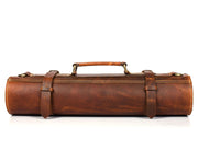 Tan Leather Knife Roll – Handcrafted in Top Grain Leather - Cabrini - Elegance Perfected